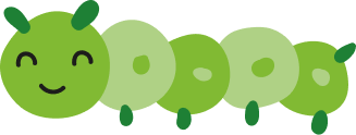 Ilustracja uśmiechniętej gąsienicy - symbol rozwoju dziecka w Akademii Przyrody